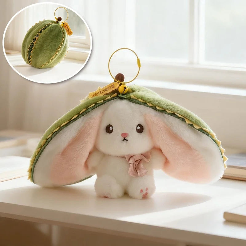 New Cute Fruit Bunny Plush Toy Creative Durian Pineapple Carrot Strawberry Turn Into Rabbit Soft Doll Birthday Christmas Gift