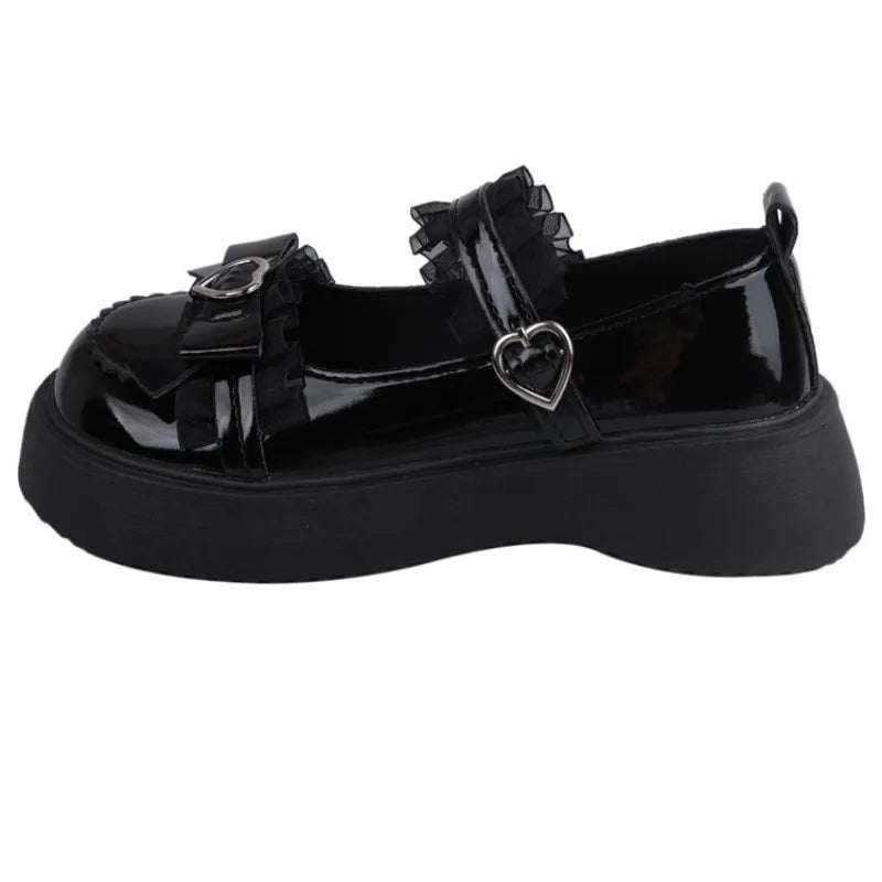 2025 New Fashion Buckle Women's Pumps Spring Autumn Mary Jane Solid Butterfly Knot Platform Casual Round Toe Ladies Shoes