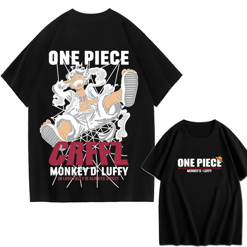 2026 New ONE PIECE Zoro Luffy Gear 5 Printed Short-sleeved Cotton T-shirt Summer Tide Pure Cotton Unisex Clothing