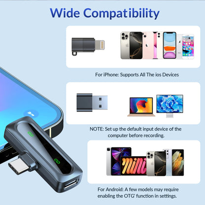 Wireless Lavalier Lapel Microphone With Windproof Mini Video Recording Mic Interview Live Recording Noise Cancelling For Phone