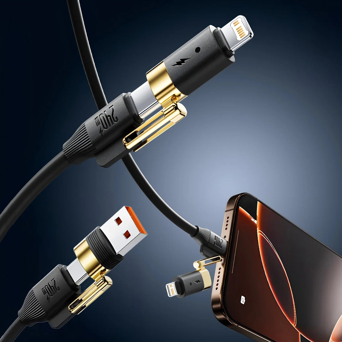Kabel do szybkiego ładowania i transmisji danych 4 w 1 USB-C do USB-C ze stopu cynku do iPhone 15 14 13 Samsung Huawei Xiaomi