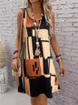 2025 New Fashion Women's Dress Casual Beach Round Neck Sleeveless Loose Dress Summer Women's Vest Striped Print Dress Sundress