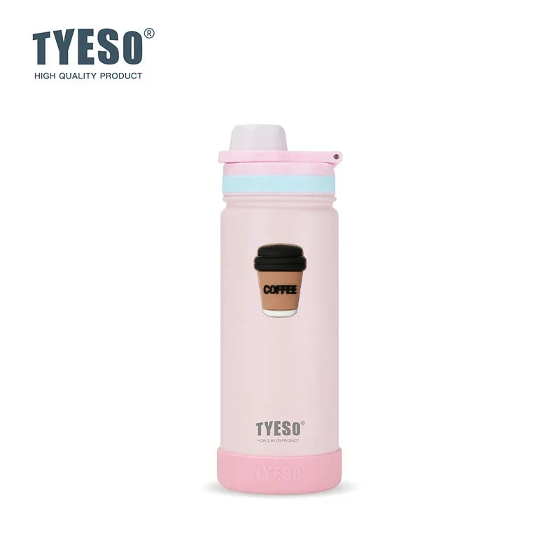 Tyeso 600ml Sports Kettle Portable Water Cup with Non-slip Silicone Cover Leakproof Lightweight for Cold Drink with Coffee Stick