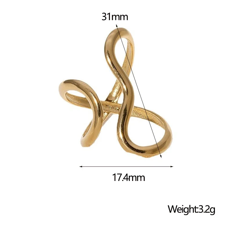 Stainless Steel Gold Color Rings for Women Men 2024 Colorfast Popular Party Personalized Exaggerated Charms Jewelry Gifts