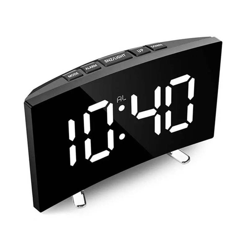 Mirror Digital Alarm Clock Temperature Date Night Mode Snooze USB Powered Always On Table Clock 12/24H Anti-disturb LED Clock