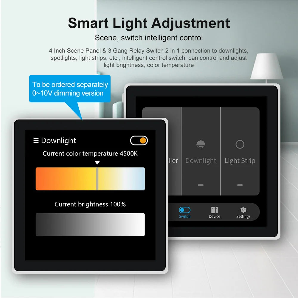 FUERS Tuya Smart Control Panel Switch Smart Home Automation System 3CH Switch Scene Panel Intelligent Home Touch Screen Zigbee