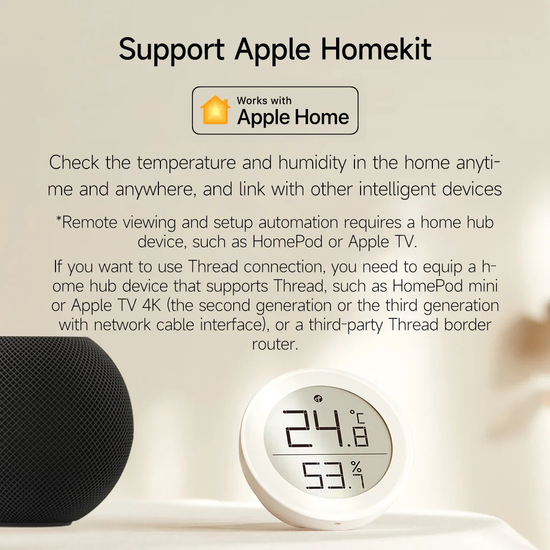 Qingping Temperature Humidity Sensor T Version Thread/BLE High-precision Indoor E-Link INK Thermometer work with Apple HomeKit
