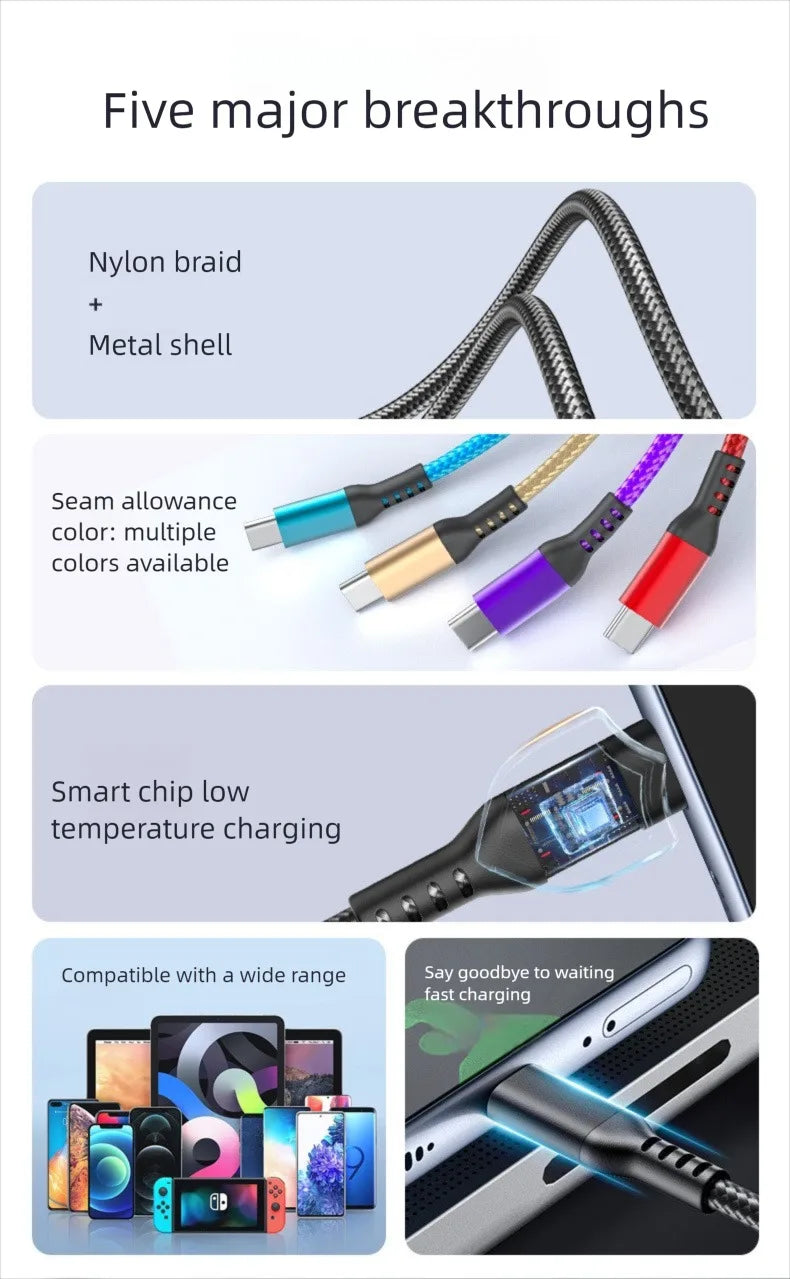 60w C To C Line Two-In-One Charging Cable USB To Type-c 1m/3m Suitable For Mobile Phones And Tablets Fast Charging Data Cable