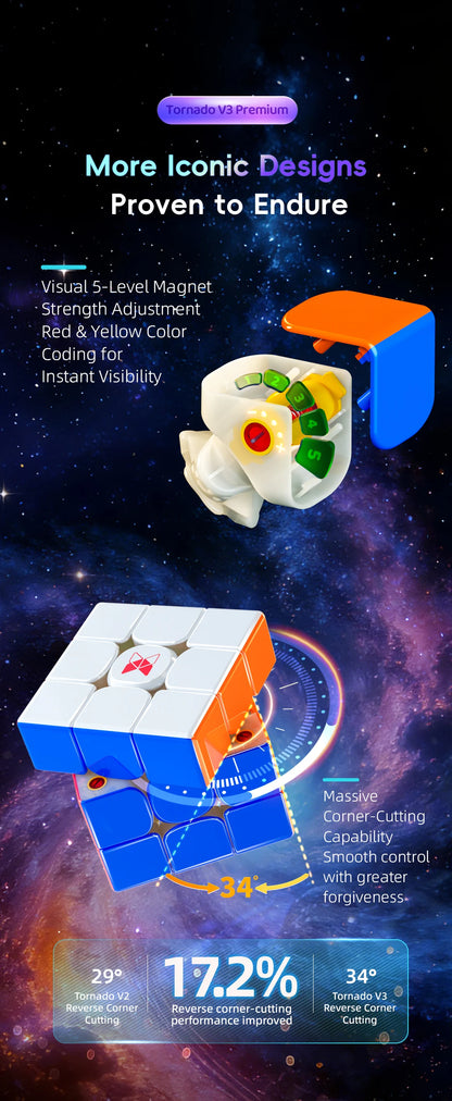 [JudyCube] QiYi X-Man Tornado V3M Premium Pioneer UV Magnetic Magic Speed Cube Qiyi SaoCube Tornado V3 M Flagship Puzzle Toy