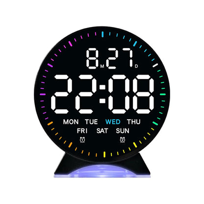 Digital Alarm Clock Week Date Second Hand Display Mood Light Dual Alarm Auto Dimmable Snooze Table Clock 12/24H DST LED Clock