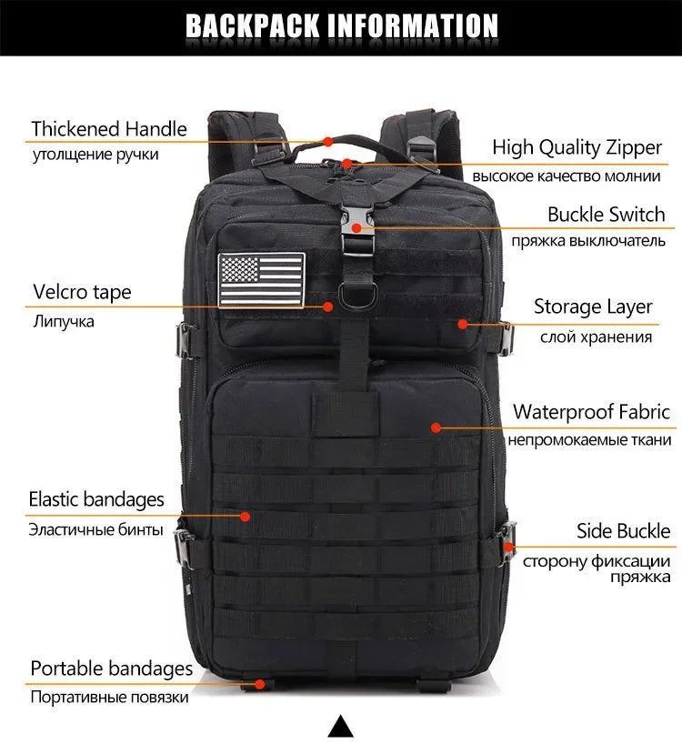 30/50L Tactical Backpacks For Man Hking Outdoor Survival  Bags 3P Assault Pack EDC Molle Pack For Trekking Hunting Bag