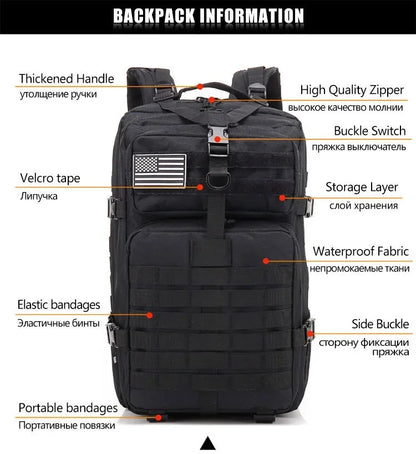 30/50L Tactical Backpacks For Man Hking Outdoor Survival  Bags 3P Assault Pack EDC Molle Pack For Trekking Hunting Bag