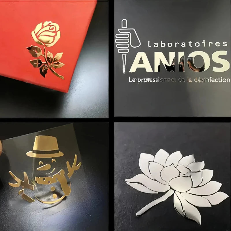 100pcs Custom Stickers Shiny Gold Personalized Transfer Stickers 3D Logo UV Metal Silver Sticker Wedding Labels Company Brand