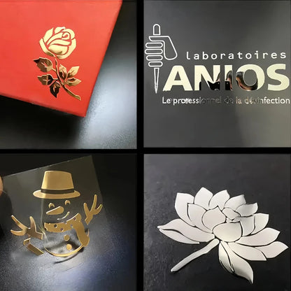100pcs Custom Stickers Shiny Gold Personalized Transfer Stickers 3D Logo UV Metal Silver Sticker Wedding Labels Company Brand