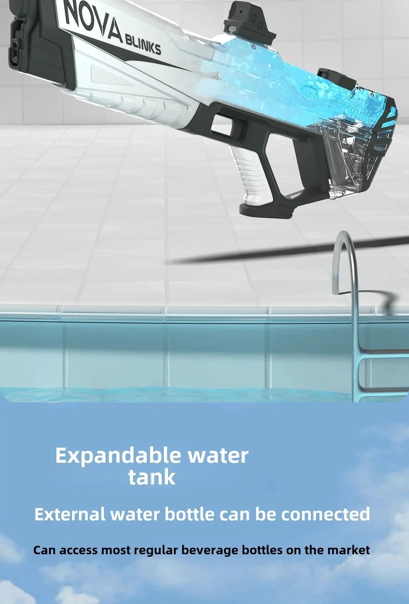 Electric continuous water gun fully automatic water absorption large capacity outdoor battles  summer water fights children toys