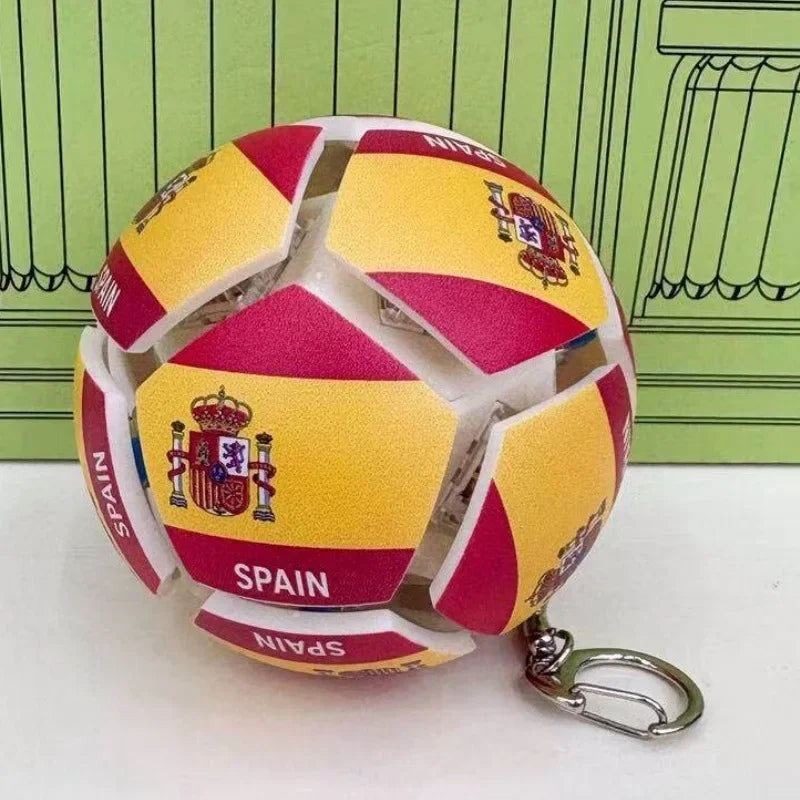 Soccer Keychain Fidget Toy Stress Relief Pendant for Fan Portable Decompression Ball with Gift Box Multi-National Team Souvenir