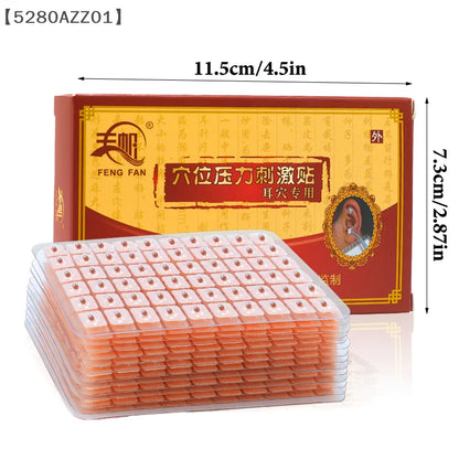 600 Patches Ear Care Red Bianstone Ear Acupuncture Massage Therapy Needle Patch Seeds Sticker Auricular Auriculotherapy Kit