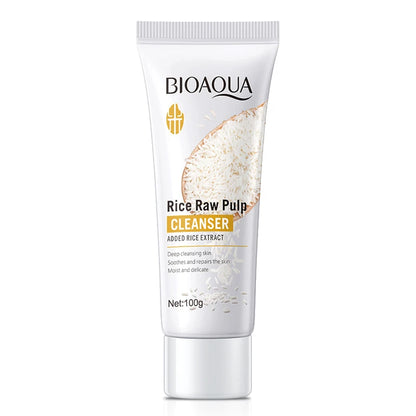 BIOAQUA Rice Raw Pulp Facial Cleanser Face Wash Foam Face Cleanser Moisturizing Whitening Anti-aging Facial Skin Care Products
