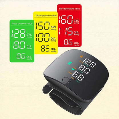 New LED Wrist Blood Pressure Monitor Rechargeable English Voice Broadcast Sphygmomanometer Tonometer BP Monitor