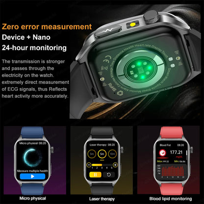 GUHUAVMI New Laser Therapy ECG+PPG Smart Watch Health Monitor Blood Lipids Uric Acid Heart Rate Tracking Monitoring Smartwatches