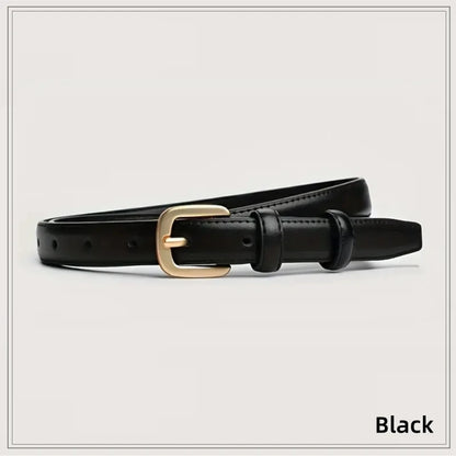 Ladies' slim fit waist belt - PU leather solid color gold buckle, suitable for skirts and pants, suitable for daily leisure, wed