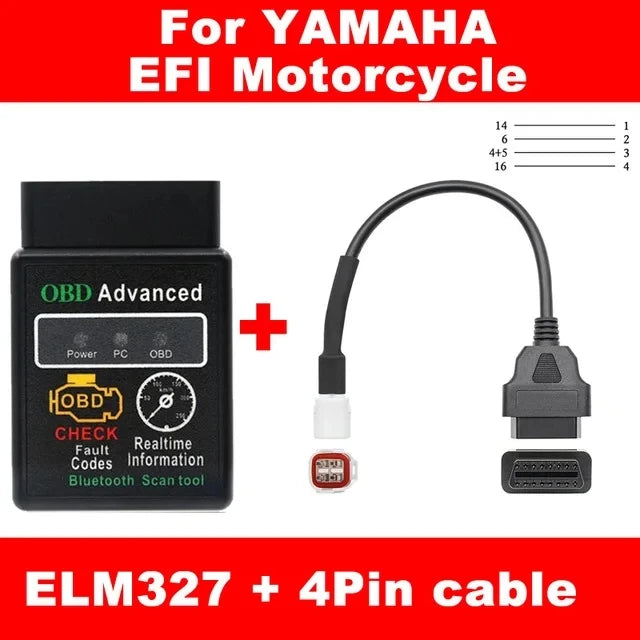 ELM327 V1.5 for Yamaha for Honda EFI Motorcycle Diagnostic Tool 3+4pin & 6pin to 16PIN OBD2 Cable Scanner Fault DiagnosisTool