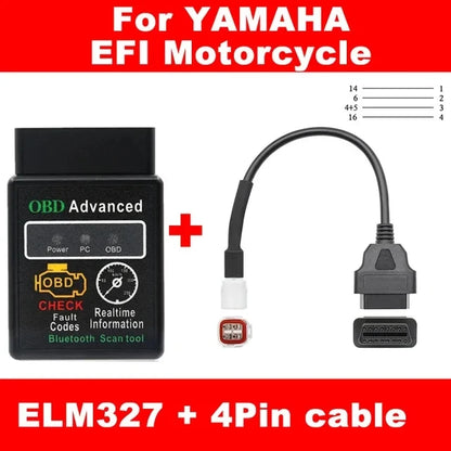 ELM327 V1.5 for Yamaha for Honda EFI Motorcycle Diagnostic Tool 3+4pin & 6pin to 16PIN OBD2 Cable Scanner Fault DiagnosisTool
