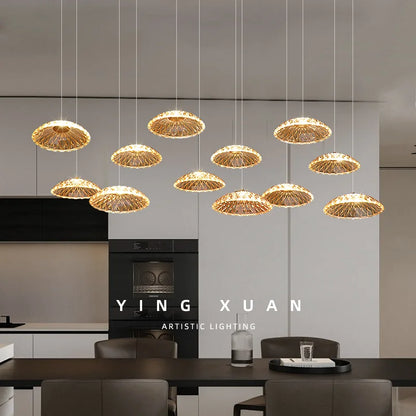 Modern Restaurant Pendant Lamp for Villa Dining Table Bar Kitchen Island Hanging Light for LED Glass Dining Room Chandelier