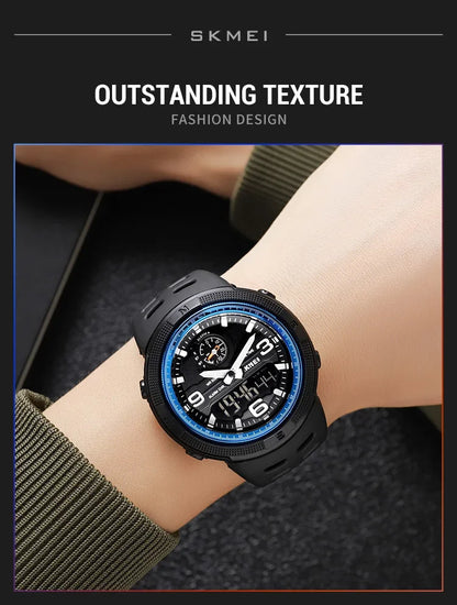 SKMEI  Outdoor Sports Men's Electronic 1655 Watch Dual Display Multi functional Waterproof Student Exploration Watch