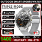Smartwatch LIGE 2026 wojskowy, bateria 1400mAh, dla mężczyzn, latarka zewnętrzna, wodoodporność IP68, pulsometr, połączenia Bluetooth, bransoletka sportowa