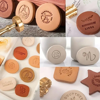 Logo Customize Clay Seal Set -22/25/30/35/40/50mm Customizable Pottery Design Craft Tool for Pottery Ceramic Custom Letter Stamp