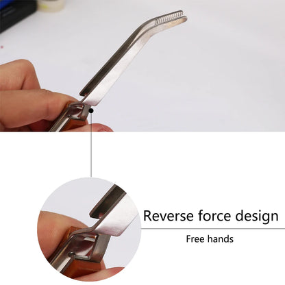 Yasumai CrossLock Tweezers with 360 Degree Rotating Base Soldering Auxiliary Clamp DIY Jewelry Making Tools