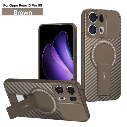 Shockproof Bracket Armor Magnetic Holder Case For OPPO Reno 13 13F Reno13 Pro Reno13F 5G Magsafe Wireless Charge Cover