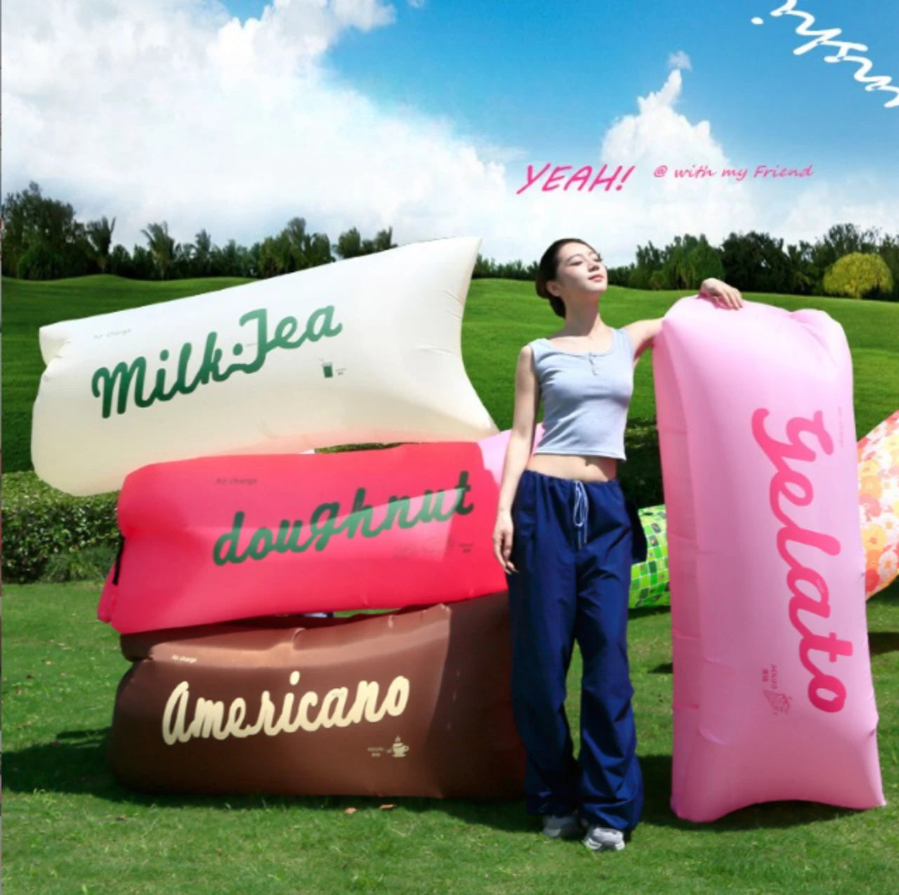 Outdoor Portable Inflatable Sofa Foldable Beach Park Inflatable Bed Grassland Music Festival Camping Supplies Birthday Gift