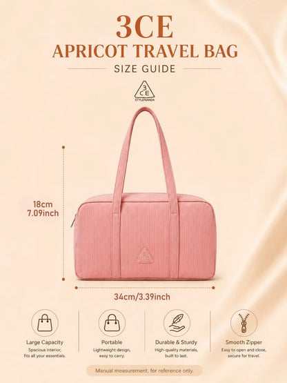 3CE Light Pink Travel Pouch Make up Bags Portable Outdoor Organizer for Cosmetics and Personal Items