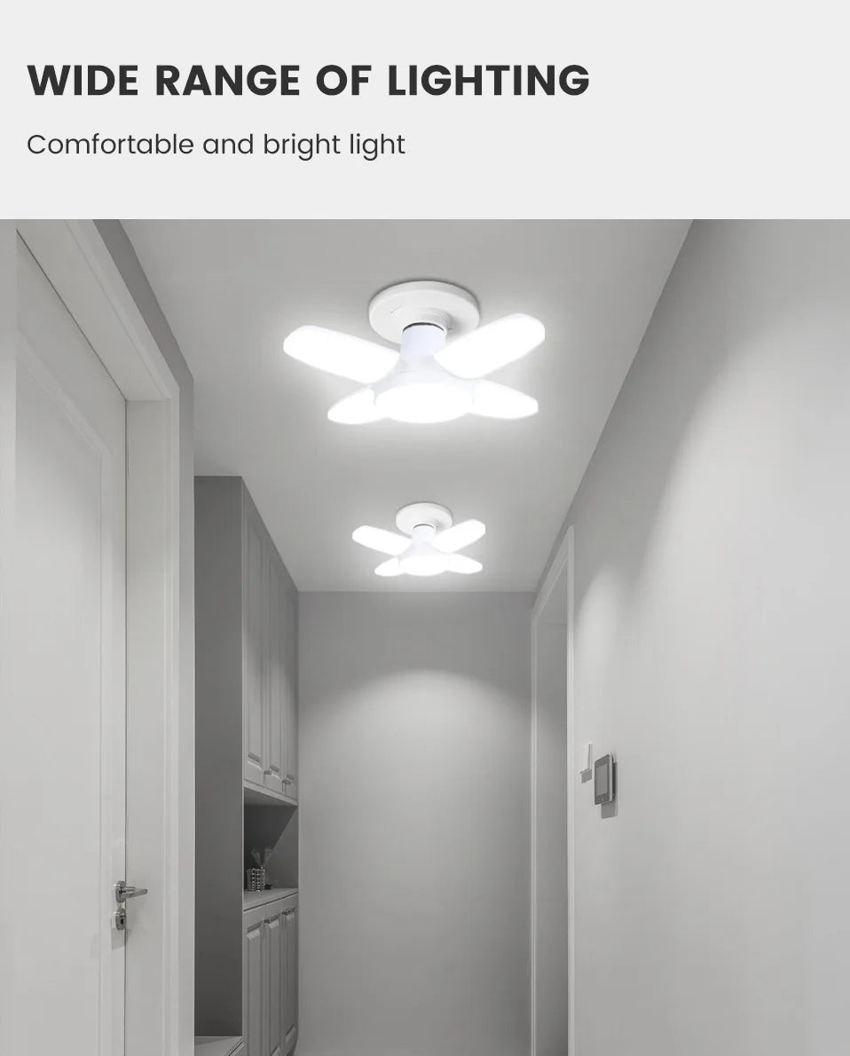 E27 Fan Shape Foldable  LED Bulb AC85-265V  Deformation for Home Ceiling Lights Warehouse and Garage White Light 6500K Bulb