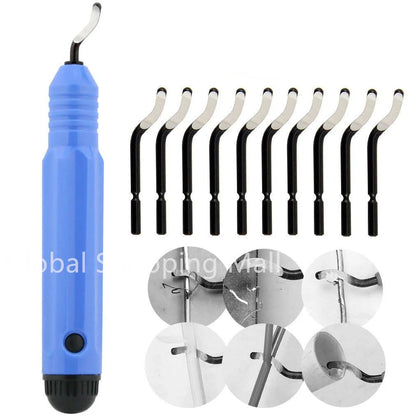 Metal Deburring Tool Kit Burr Remover Hand Tool Anti-Slip Handle with 10pcs Sharp Deburring Blades for Copper Wood Plastic