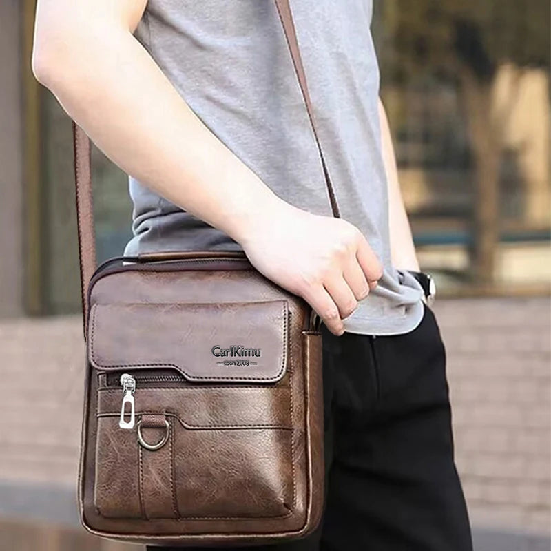 Sleek Multi-color Faux Leather Crossbody Bag Adjustable-strap Lightweight for Daily Commute Casual Stylish Functional Men’s Bag
