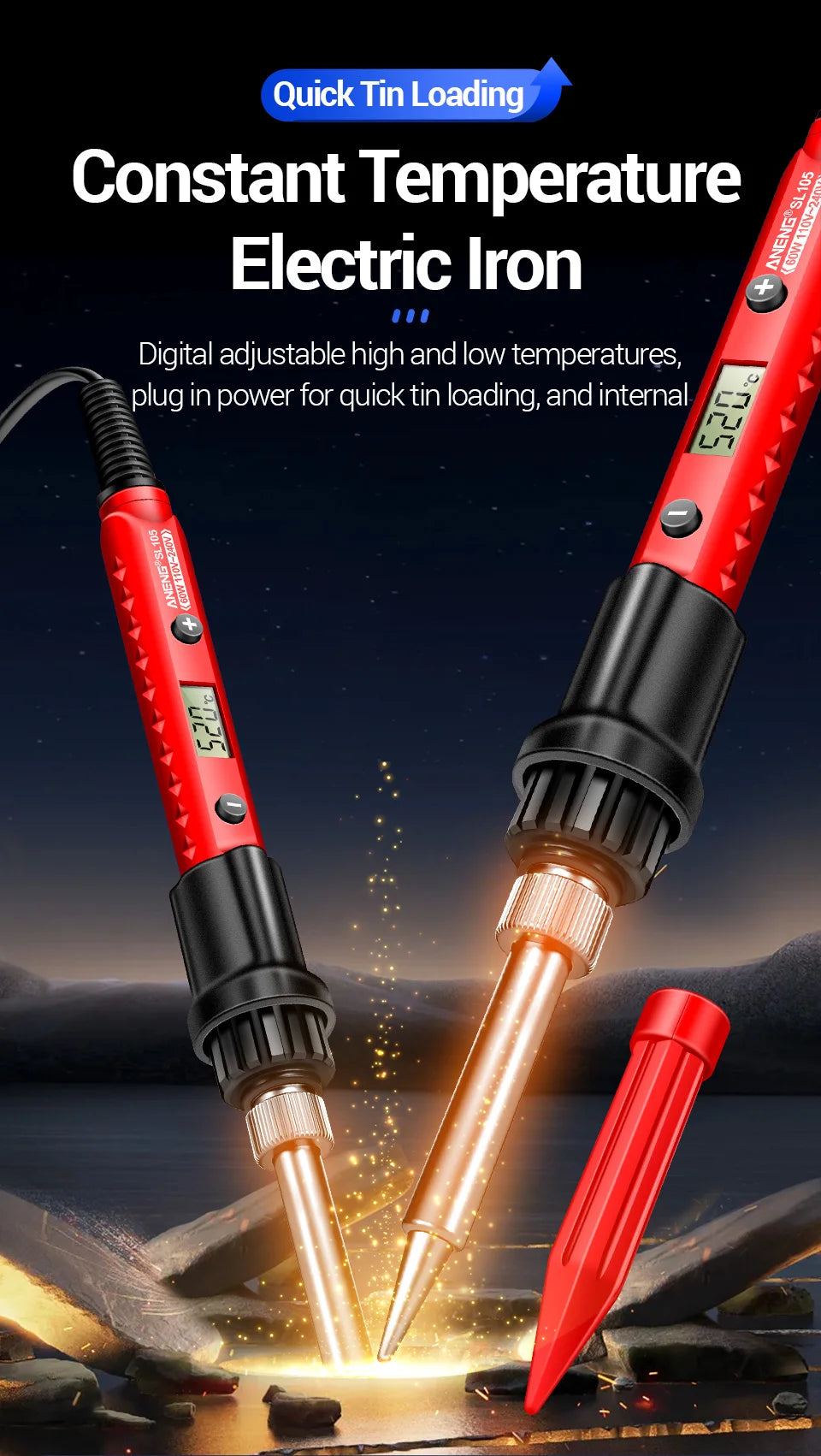 Digital Display Electric Soldering Iron ANENG SL105 Adjustable Temperature EU/220V US/110V Portable Kit Weld Solder Repair Tools