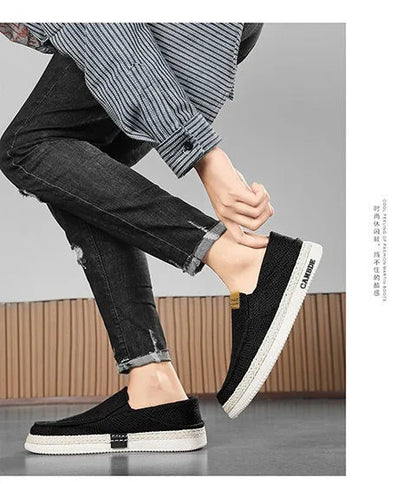 Summer Casual Loafers Men Breathable Slip On Casual Shoes for Men Classic Linen Canvas Sneakers Male Light Flats Lazy Shoes