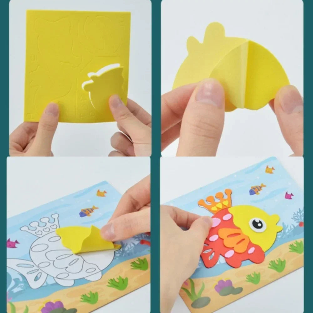10Pcs 3D EVA Foam Sticker Puzzle Game DIY Cartoon Animal Craft Toys Kids Drawing Toy Learning Education Toys for Children Gifts