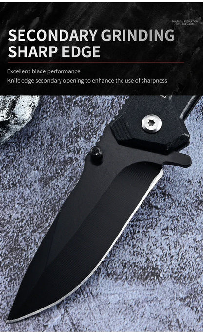 High-hardness outdoor folding knife, portable small straight knife for camping, stainless steel pocket knife, men's fruit knife