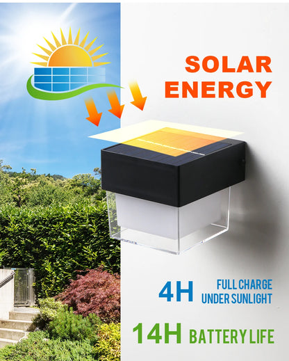 LUCKYLED Solar Outdoor Wall Light Waterproof LED Facade Wall Lamp 4W Wireless Street Porch Garden Lighting