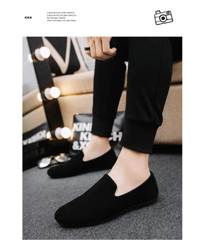 Hot Sale Black Loafers Men Summer Flat Shoes Comfortable Lightweight Men's Casual Shoes Non-slip Slip-on Shoes Man Lazy Shoes