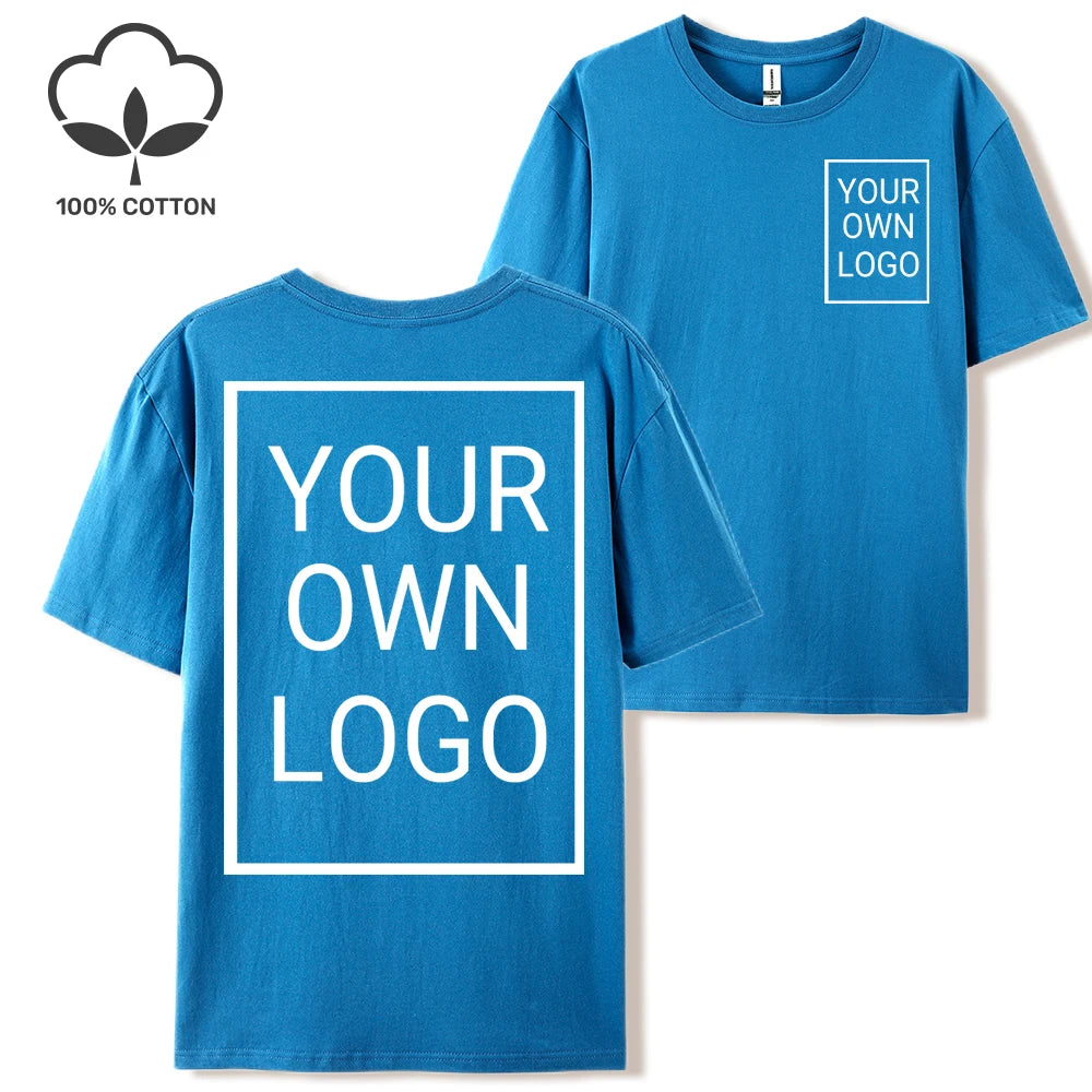 Double Sided Customized LOGO Picture Women T-Shirt Summer Y2K Loose Short Sleeves Comfortable T Shirts Crewneck DIY Tee Tops