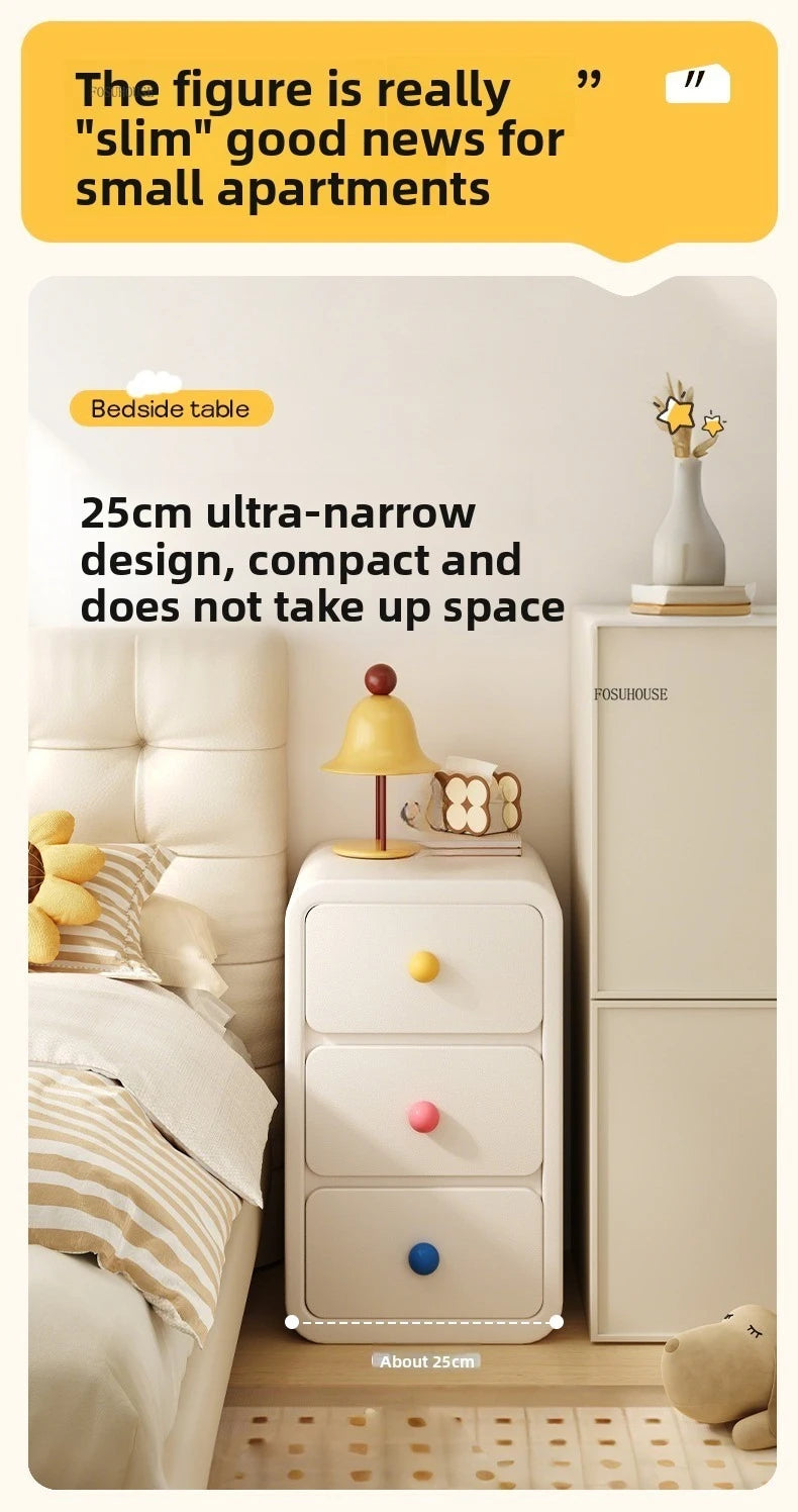 Cute Solid Wood Children's Nightstands for Children Furniture Dormitory Storage Bedside Tables Narrow Children's Storage Cabinet
