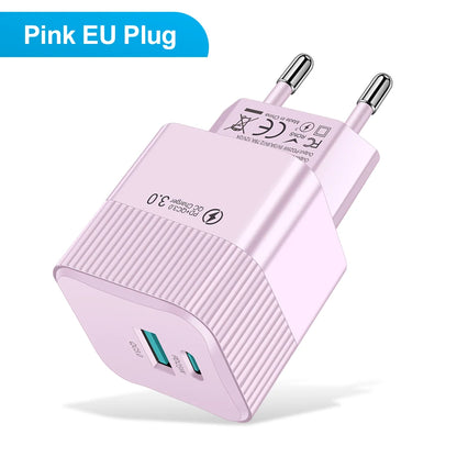 2 Ports PD 25W USB C Fast Charger KR EU  Mini Travel Plug Phone Fast Charging Adapter for iPhone 15 Pro Max Oneplus