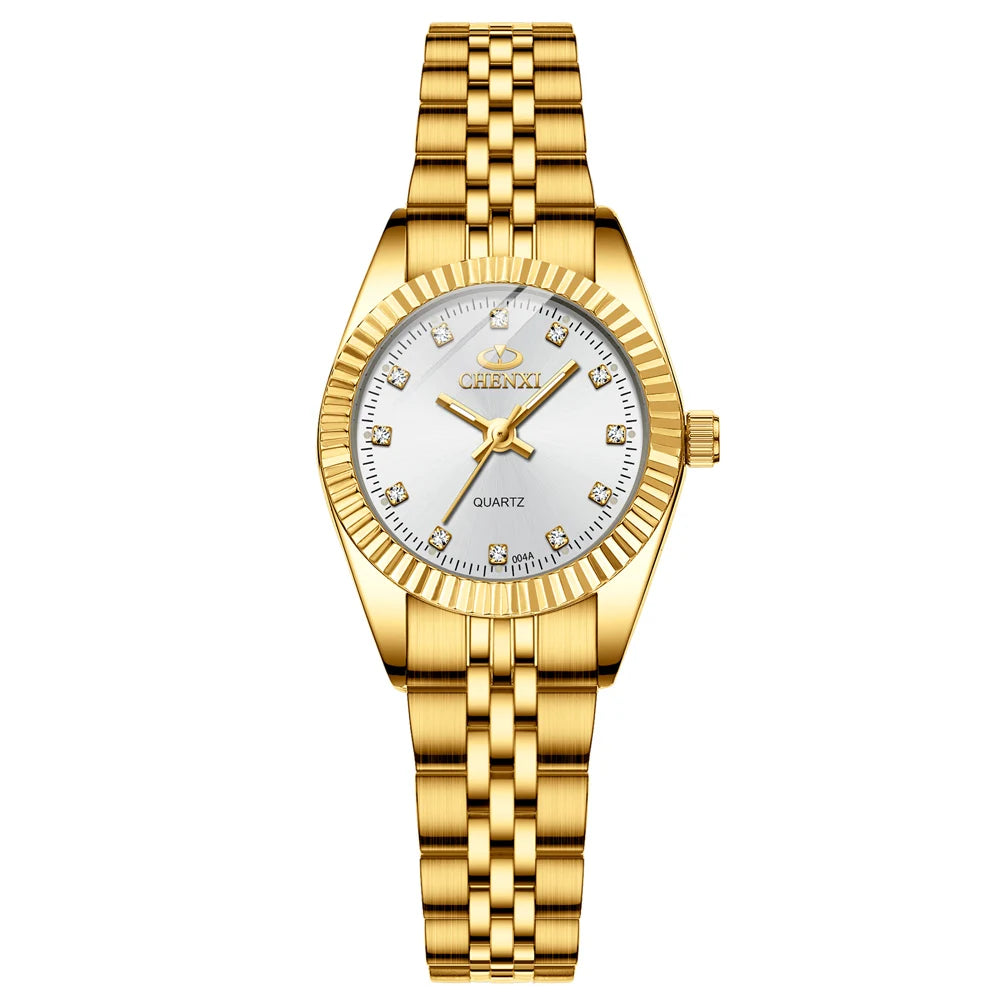 CHENXI Hot Sale Luxury Women's Golden Stainless Steel Small Dial Watch Quartz Charm Dress Trendy Wristwatch for Fashion Lady