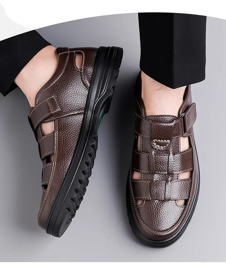 Men's Breathable Slip-on Hollow-out Loafers, Summer Comfortable Soft Sole Cutout Shoes, Non-slip for Outdoor & Driving-XH5602