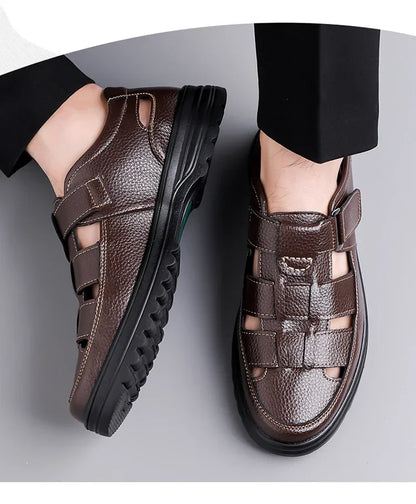 Men's Breathable Slip-on Hollow-out Loafers, Summer Comfortable Soft Sole Cutout Shoes, Non-slip for Outdoor & Driving-XH5602
